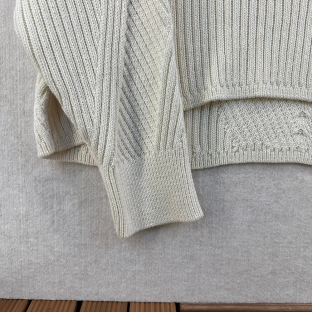 Express Cream Ribbed Crop Chevron Pattern Long Sleeve Sweater Women XL - Picture 7 of 7